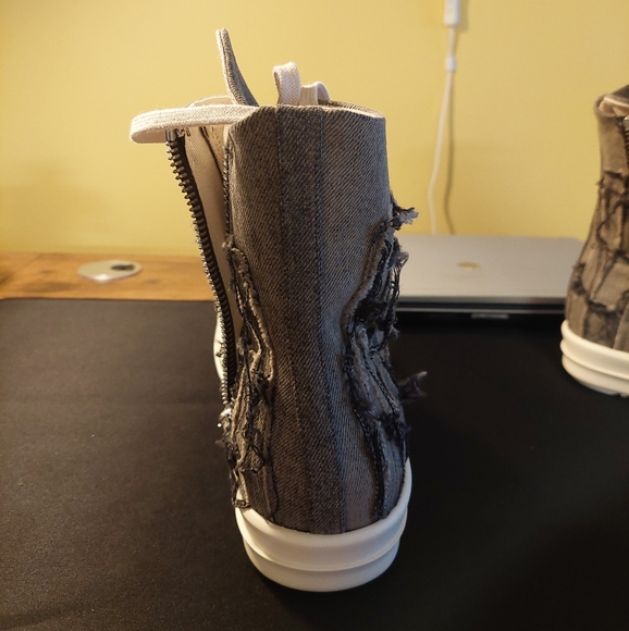 Rick Owens DRKSHDW Slashed Sneakers Mineral Pearl / Milk, size 11. - Picture 10 of 12